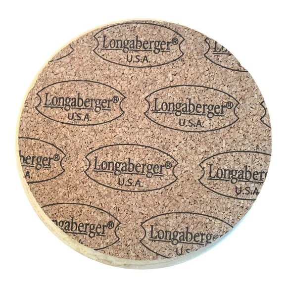 Longaberger Coaster Set Of 4, Cork Backing, Heart Rooster Rabbit & Tulip 4 1/8" - Picture 9 of 9
